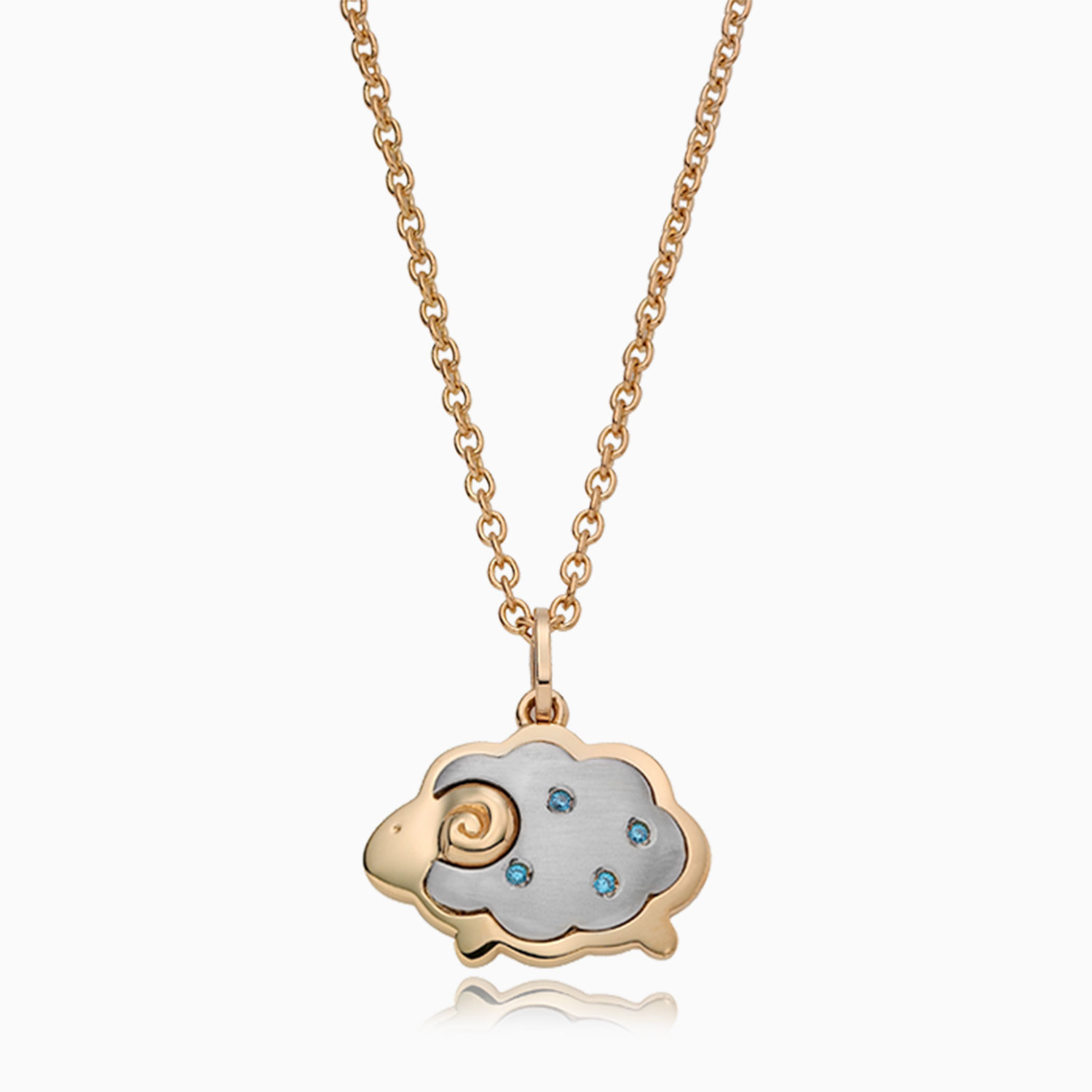 14K/18K Gold Oriental Zodiac Sheep(Blue) Necklace