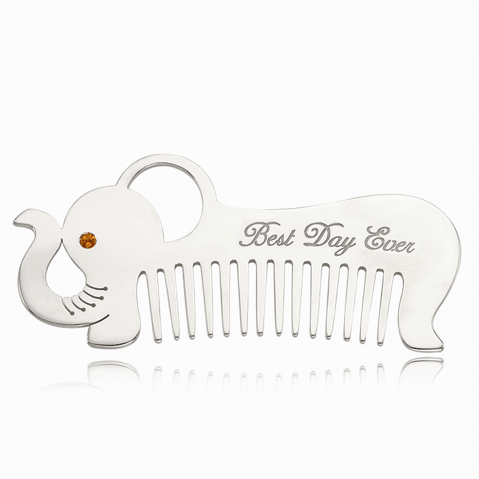 Personalized Gifts - Elephant Baby Silver Comb[ Gua Sha Tool ]