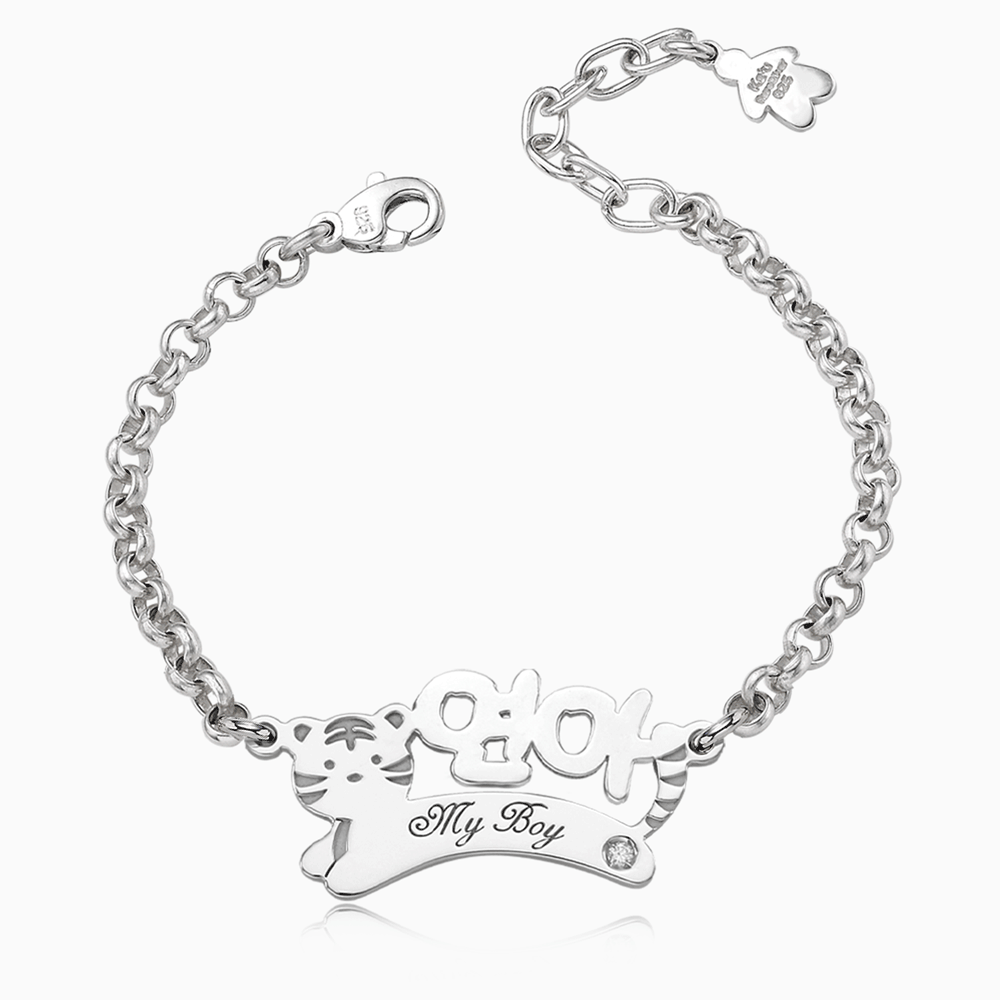 Oriental Zodiac Sterling Silver Name Bracelet