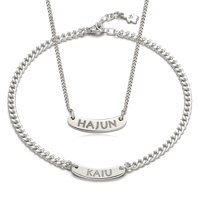 Engraved Dog Tags-Sterling Silver ID Name Necklace