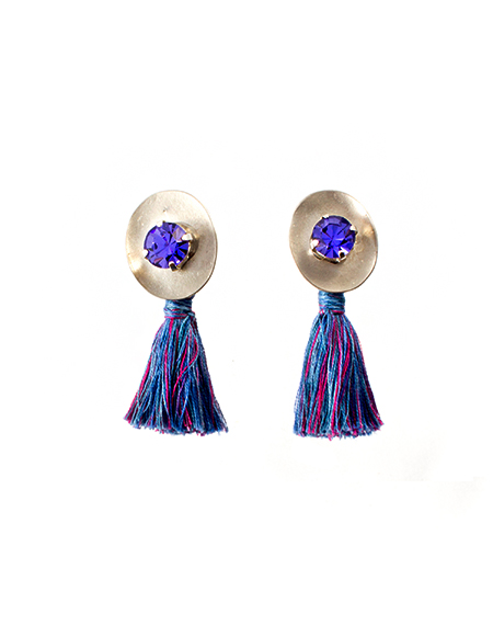 blue crystal tassel earring