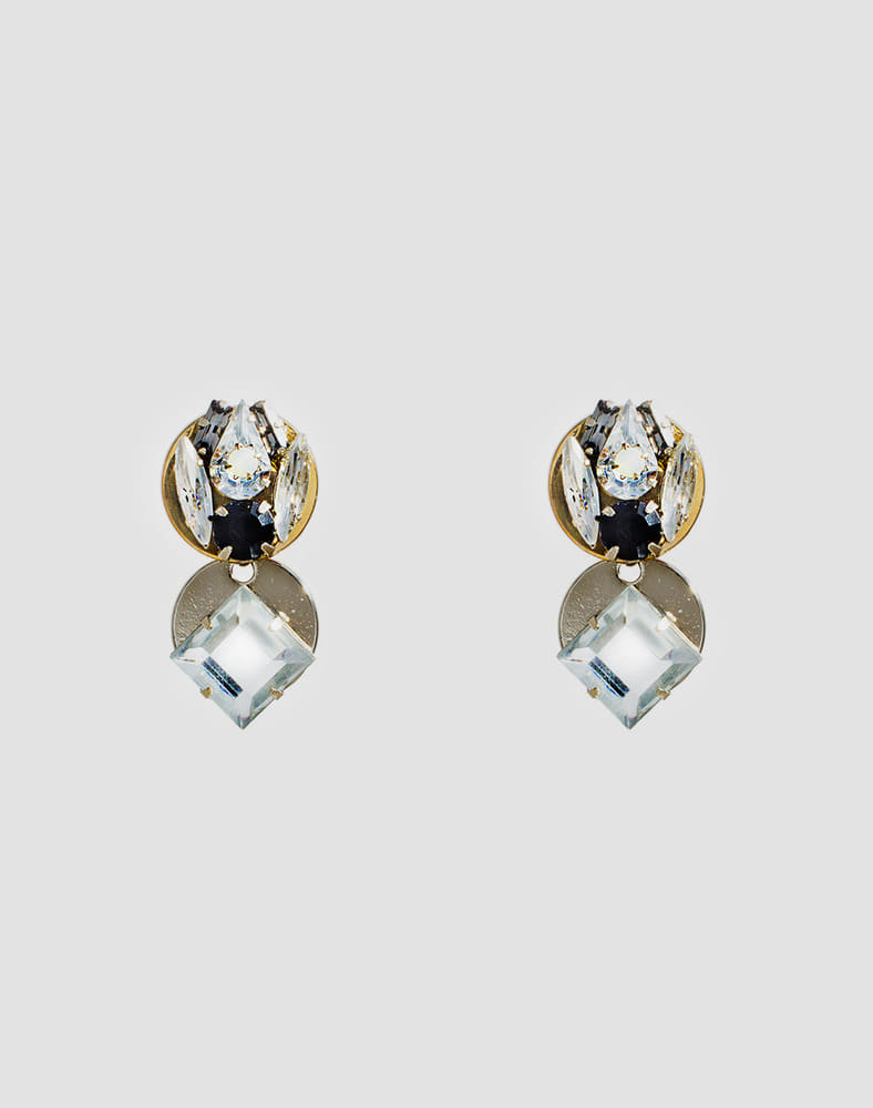 Square crystal drop earring