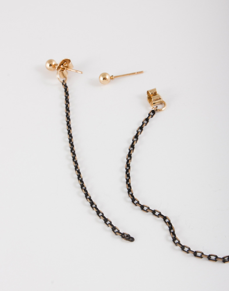 Black gold chain drop earring