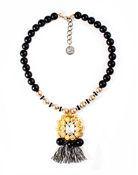 Classy Black_antique gold tassel necklace