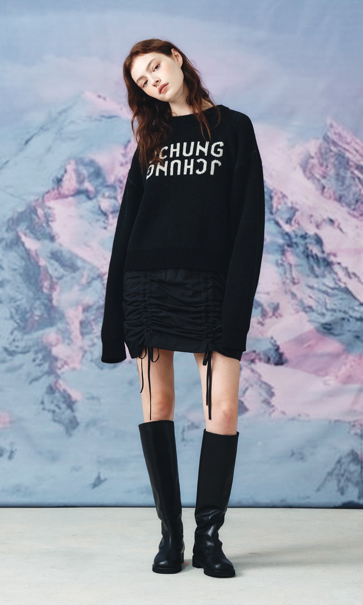 Ferria Shirring Skirt_Black