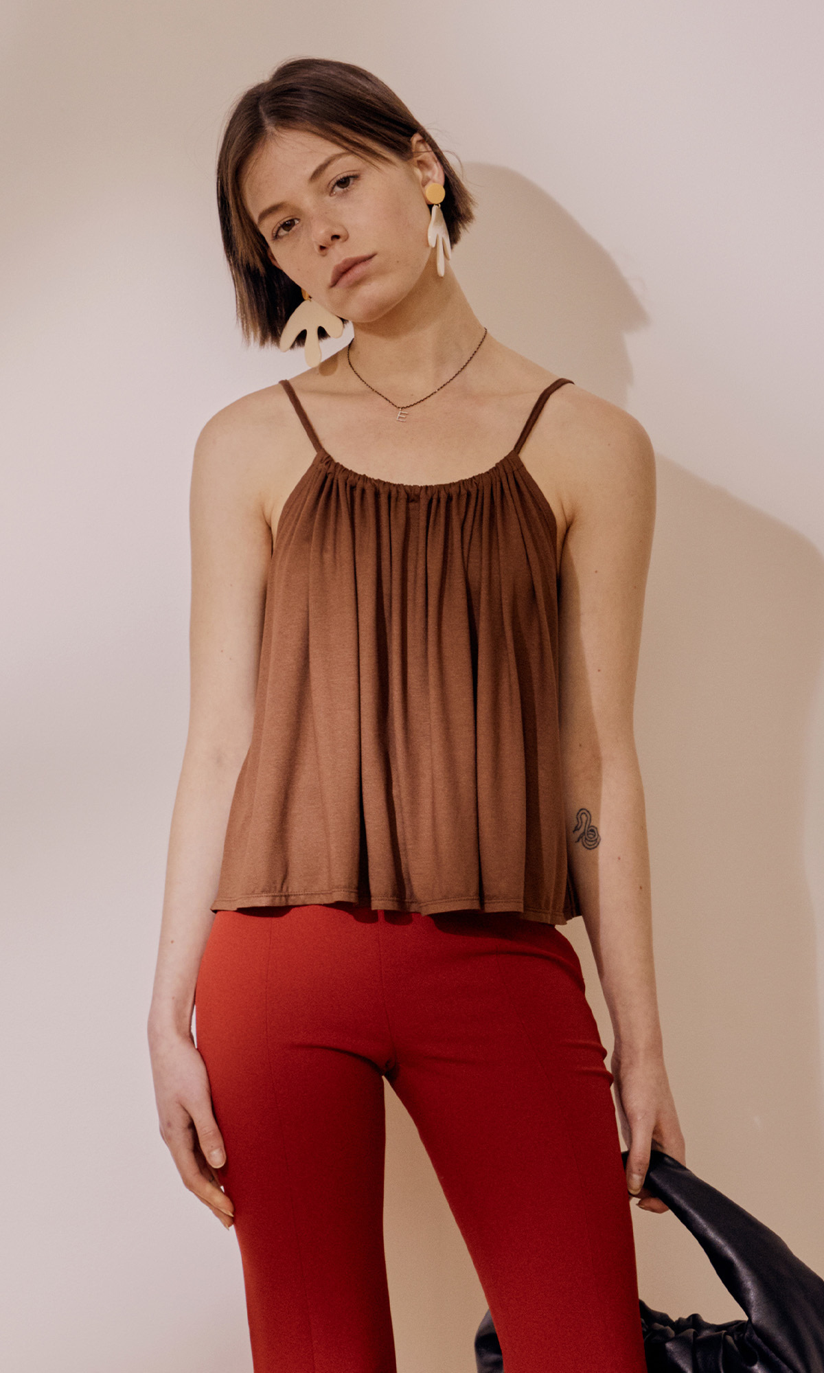 Perry Jersey Sleeveless Top_Brown