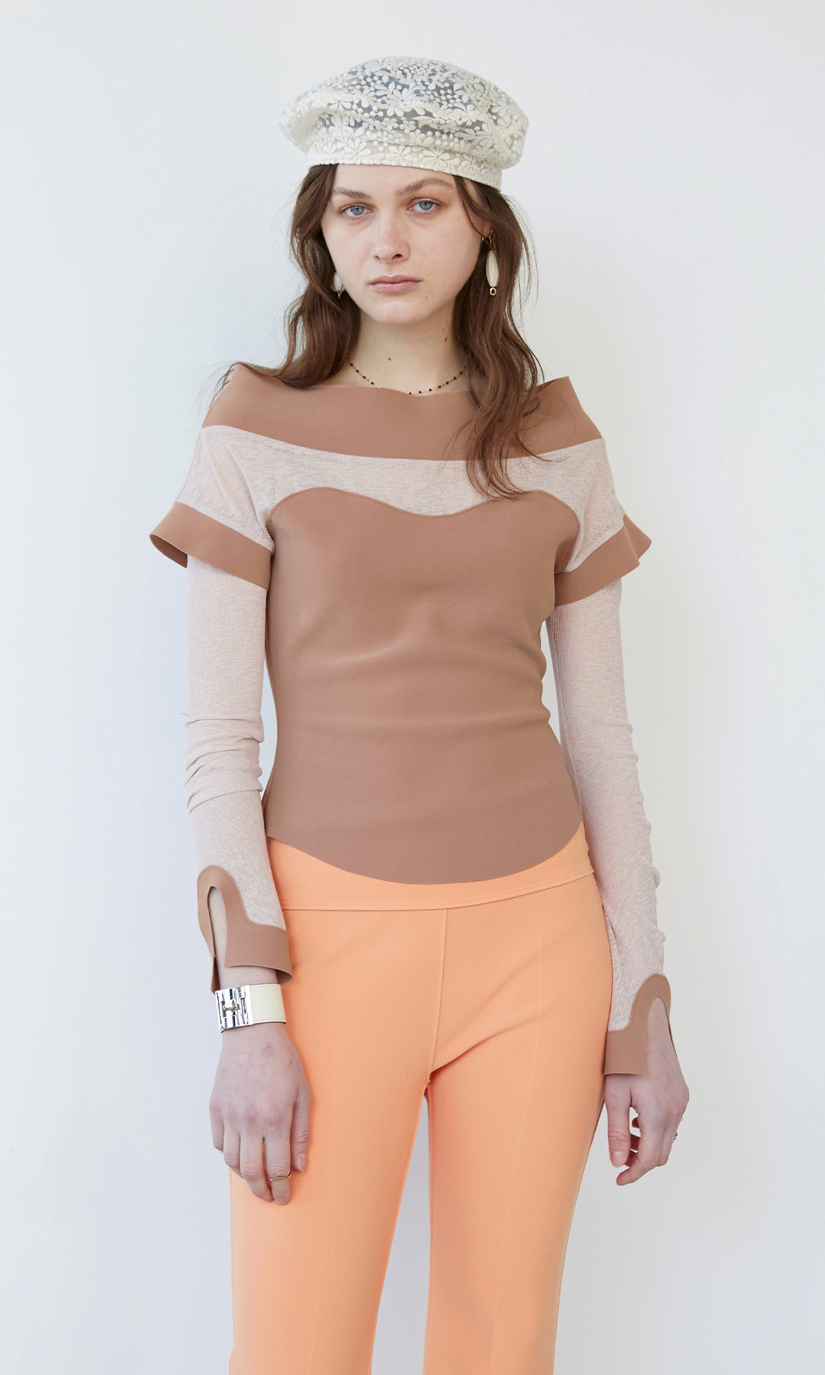 [Collection Line] Vieve Top_Dry Rose+Cream Pink
