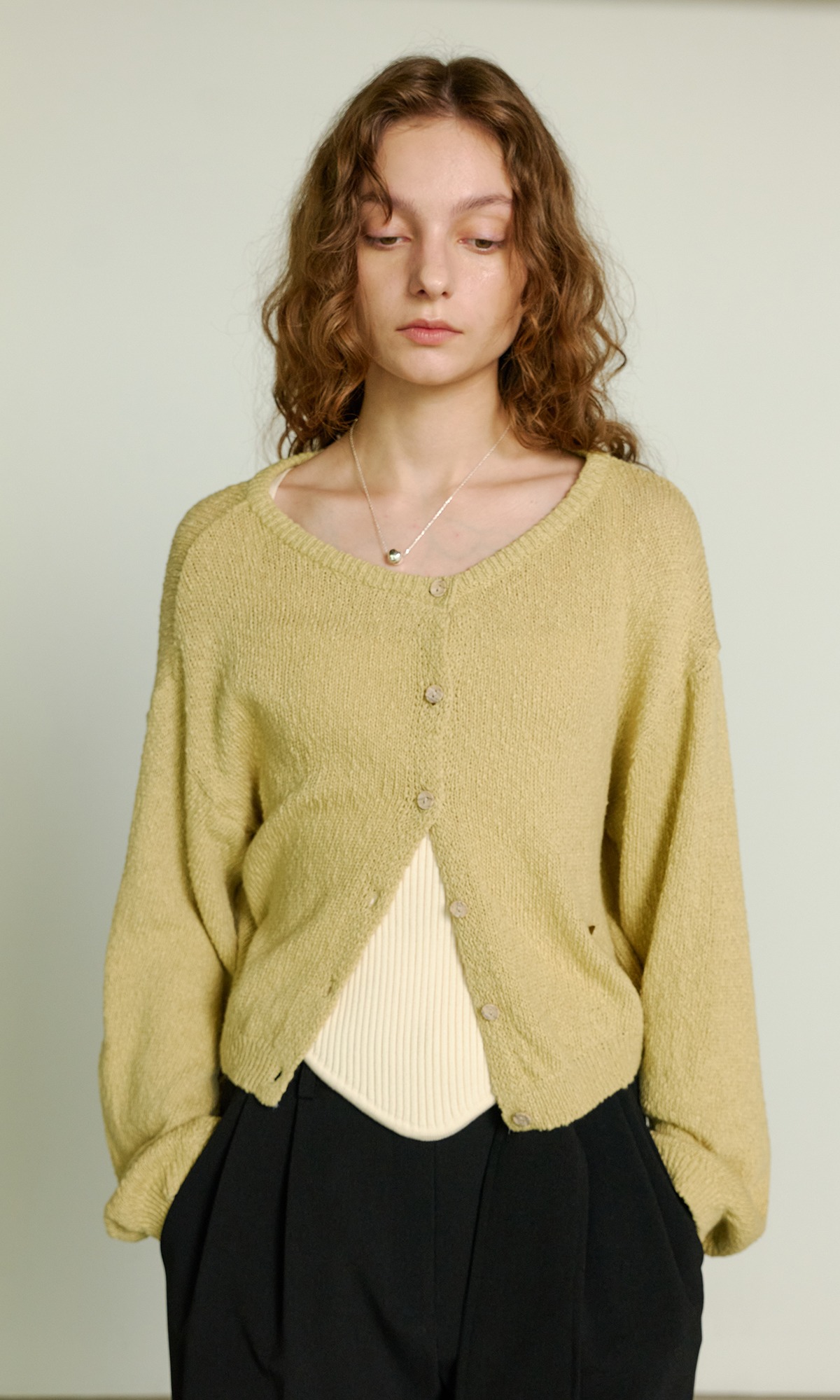 Weather: Weather Knit Cardigan_Yellow Green