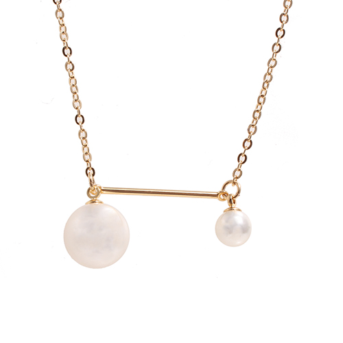 Two Pearl Line Necklace[GOLD]/투 펄 라인 목걸이[골드]