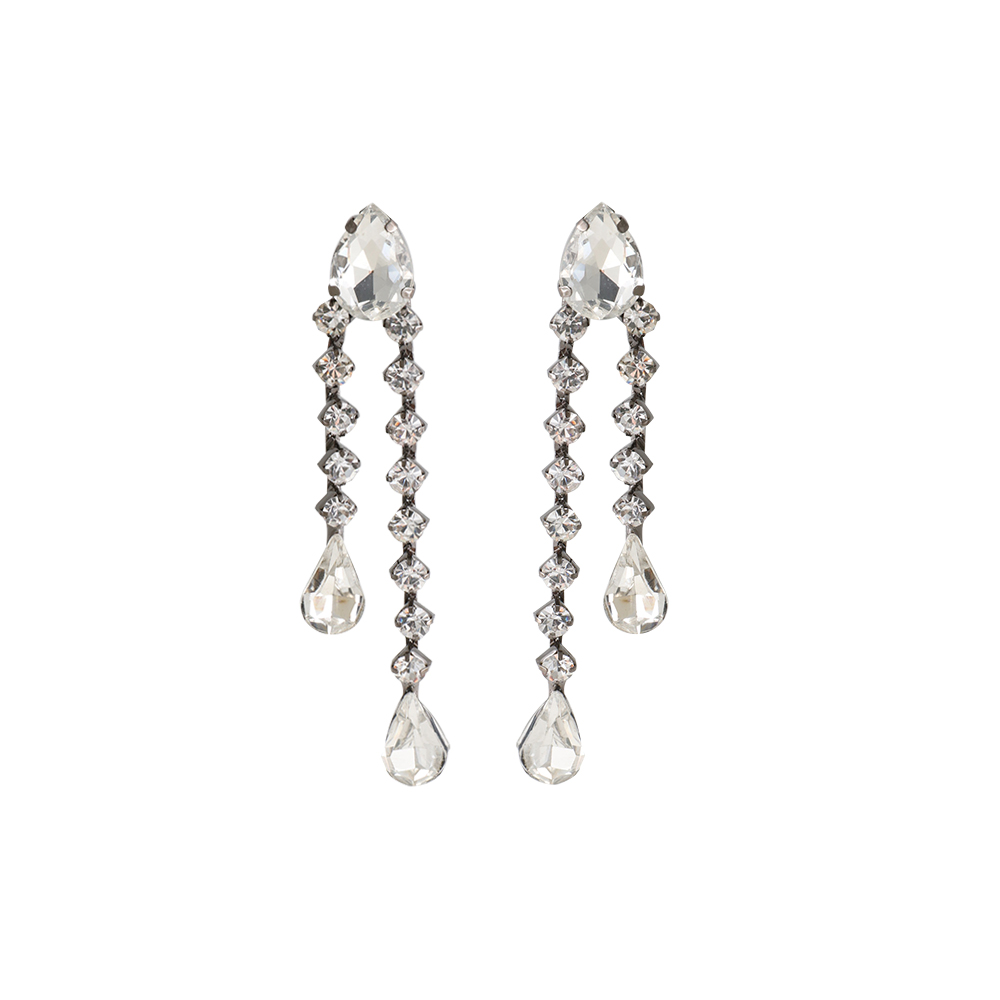 Unblance Double Cubic Earrings/언발란스 더블 큐빅 귀걸이 