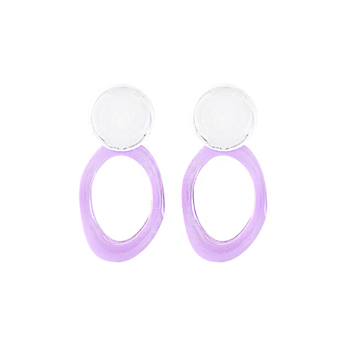 Violet Transparent Open Hoop Drop Earrings