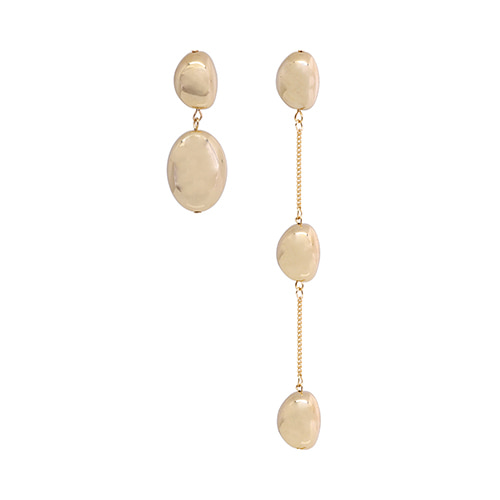 Unbalanced Gold Metal Pebble Drop Earrings