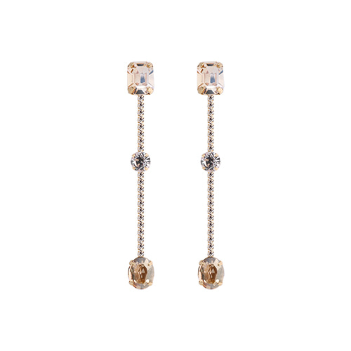 Champagne Crystal Line Drop Earrings/샴페인 크리스탈 라인 드롭 귀걸이