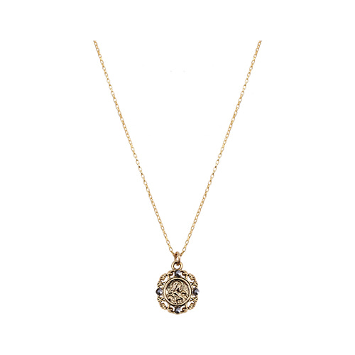 Byzantine Mini Coin Pendant Necklace [Black]