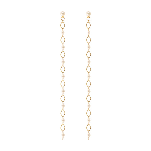 Gold Mini Chain Pearl Drop Earrings/골드 미니 체인 펄 드롭 귀걸이