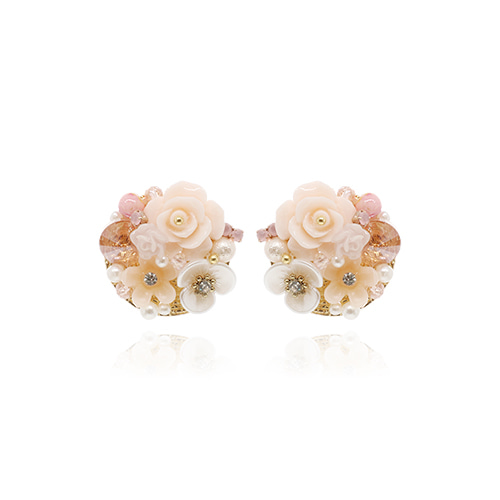 Pink Spring Flower Post Earrings/핑크 스프링 플라워 포스트 귀걸이