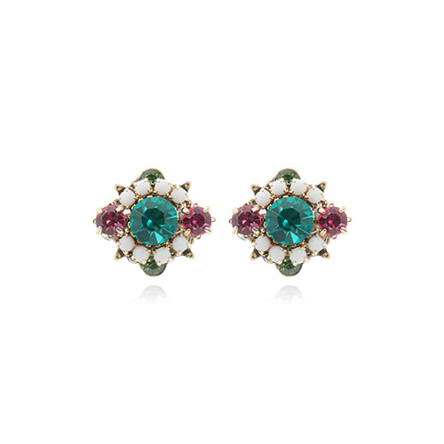 Aquamarine Eyed Crystal Post Earrings