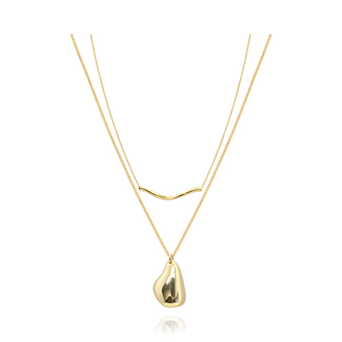 [18k]Gold Pebble Layered Necklace