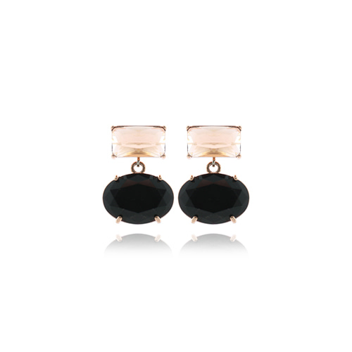 Black Onyx Oval Drop Earrings/블랙 오닉스 오벌 드롭 귀걸이