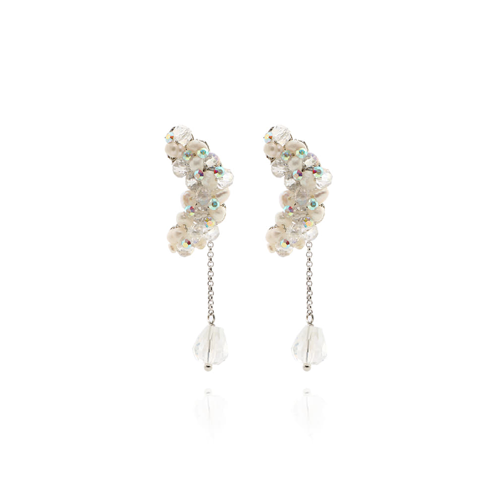 Crystal White Mini Pearl Drop Earrings