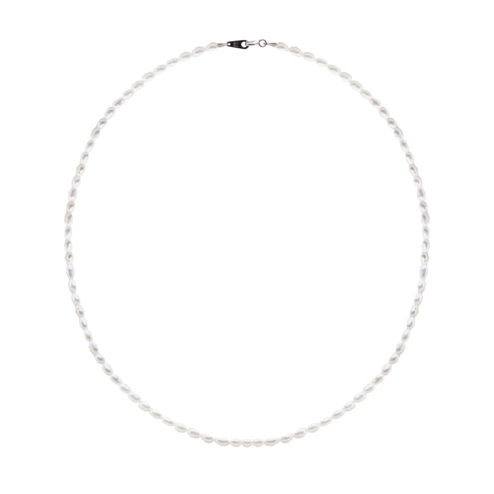 [92.5 Silver]Mini Pearl Line Necklace-L