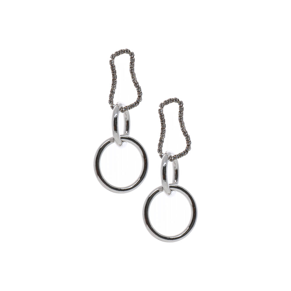Silver Circle Chain Drop Earrings