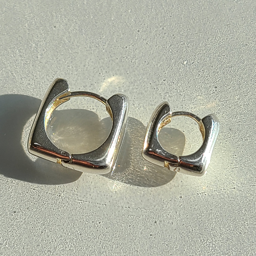 92.5 Silver Square Onetouch Earrings/92.5 실버 스퀘어 원터치 귀걸이