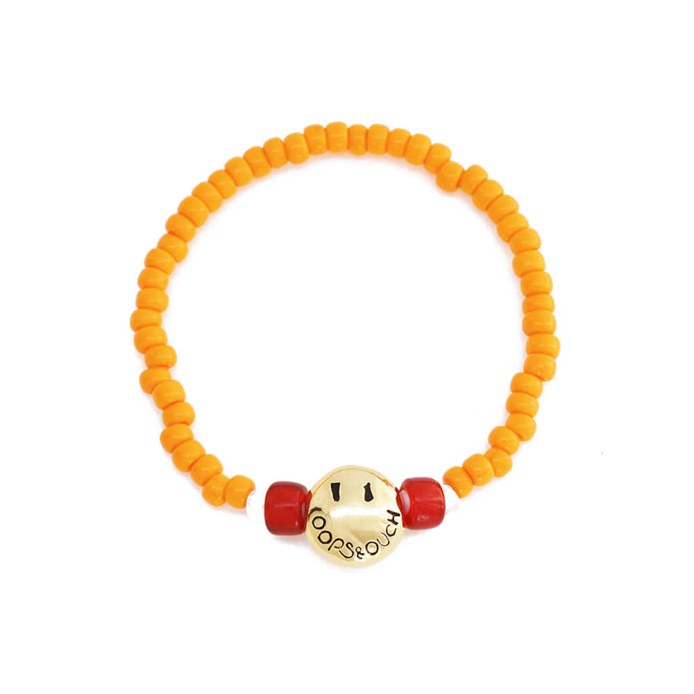 OOPS&amp;OUCH Red Headset Smiley Beaded Bracelet