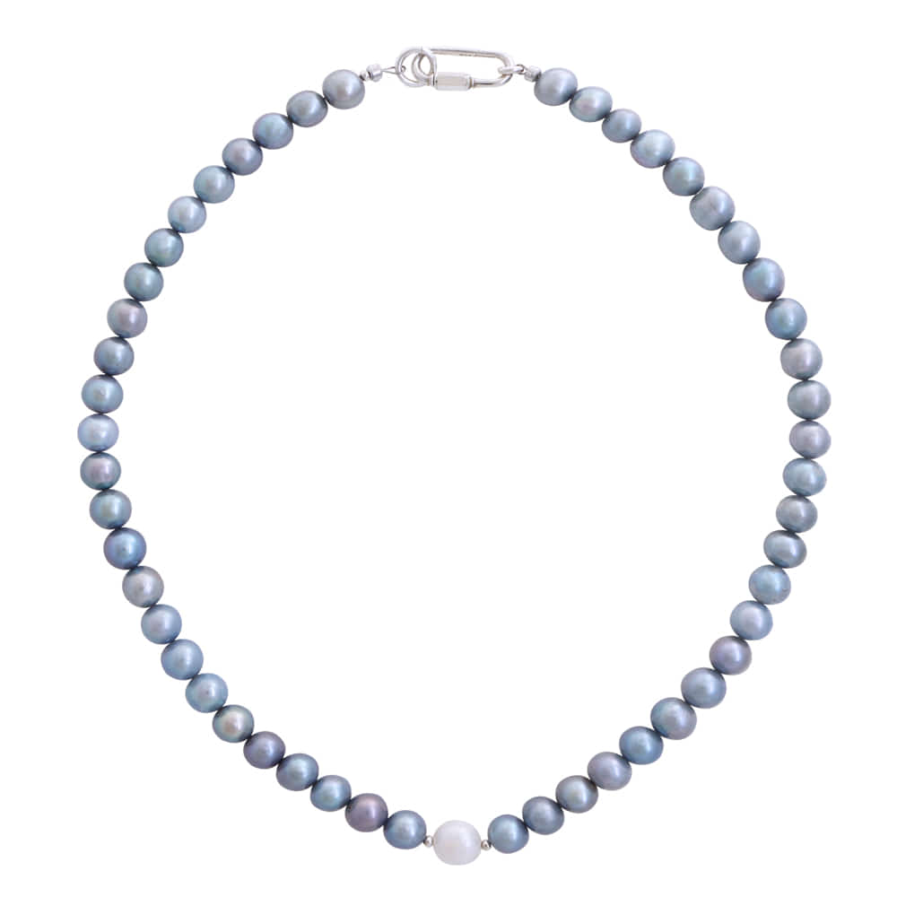 Blue Snow Pearl Necklace[92.5 Silver]