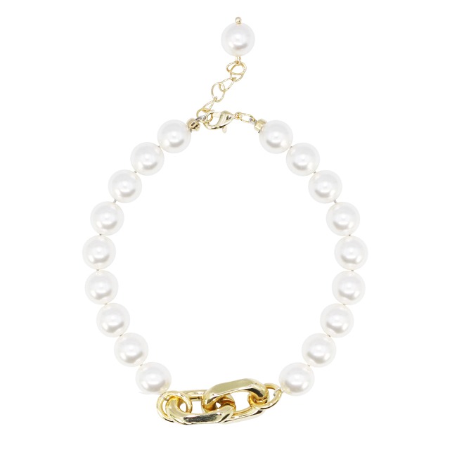 Chain Mix Pearl Bracelet[White]/체인 믹스 진주 팔찌[화이트]