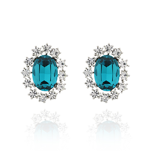Blue Zircon Crystal Post Earrings/블루 지르콘 크리스탈 포스트 귀걸이