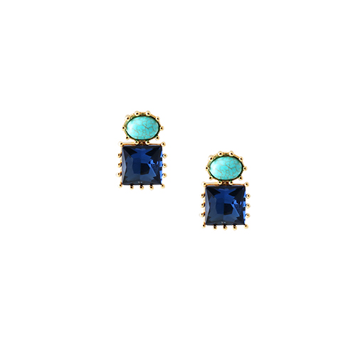 Bright Blue Gem Post Earrings/브라이트 블루 잼 포스트 귀걸이