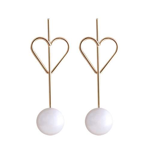 Gold Love Pearl Post Earrings