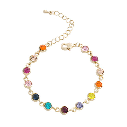 Color Stone Chain Bracelet