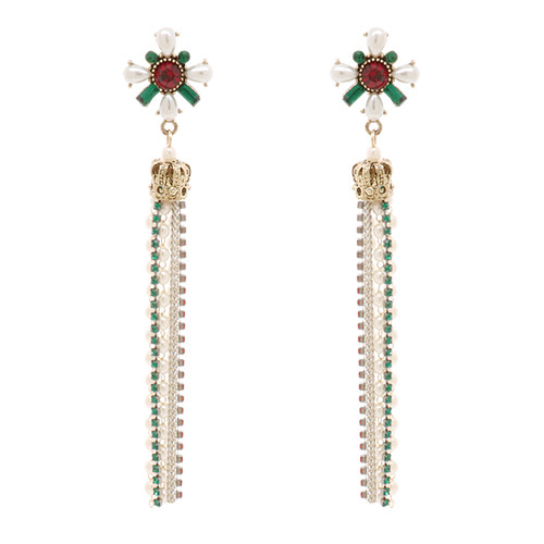 Coloration Flower Crown Drop Beads Earrings/컬러레이션 플라워 크라운 드롭 비즈 귀걸이