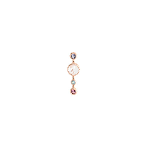 [92.5 Silver] Crystal &amp; Rosegold Post Earrings