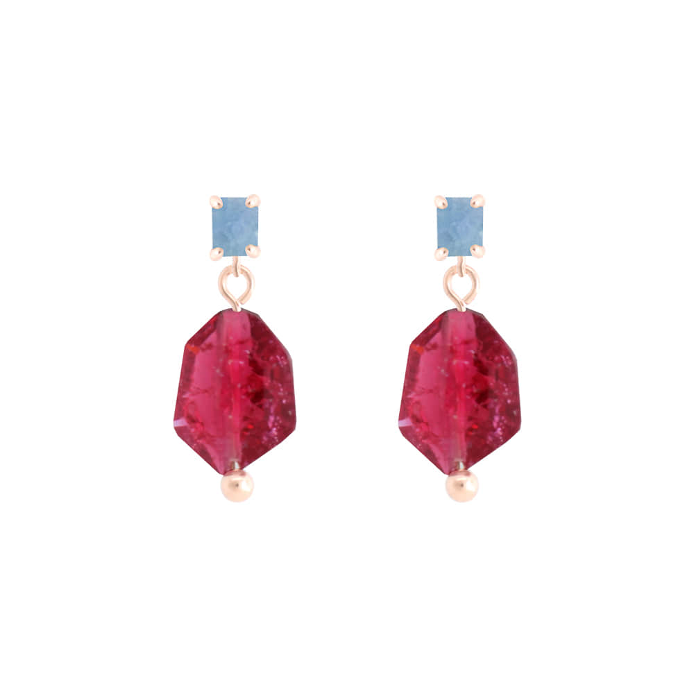 Currant Red Gemstone Drop Earrings/커런트 레드 젬스톤 드롭 귀걸이