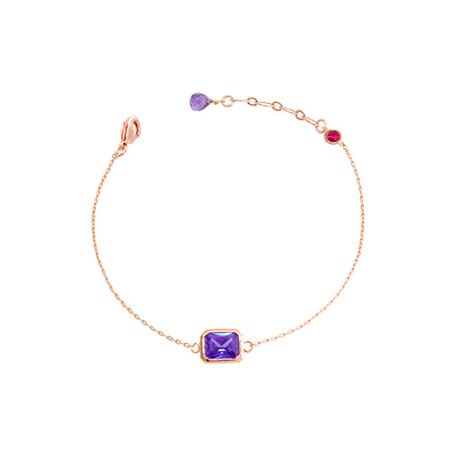 Violet Zircon Crystal Chain Bracelet/바이올렛 지르콘 크리스탈 체인 팔찌