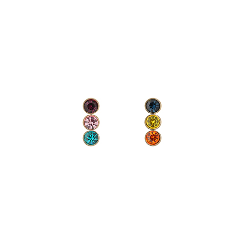 Triple Mixed Multi Color Stone Post Earrings/트리플 믹스 멀티 컬러 스톤 포스트 귀걸이