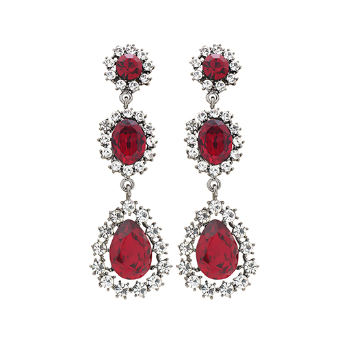Ruby Red Triple Drop Earrings