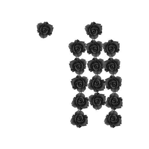 Unbalanced Triple Black Rose Floral Earrings/언발란스 트리플 블랙 로즈 플로랄 귀걸이