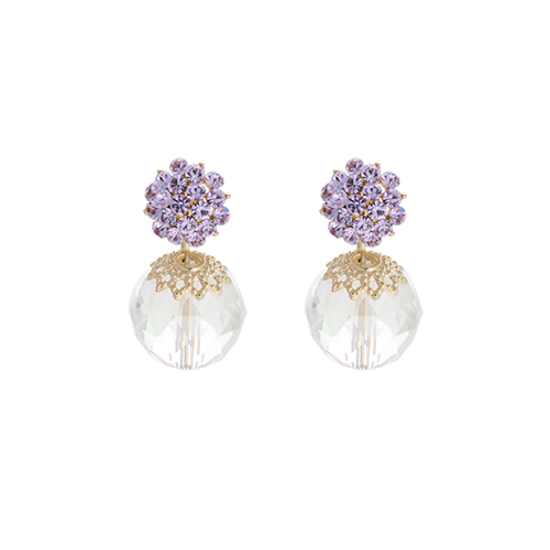 Purple Blossom Cubic Drop Earrings