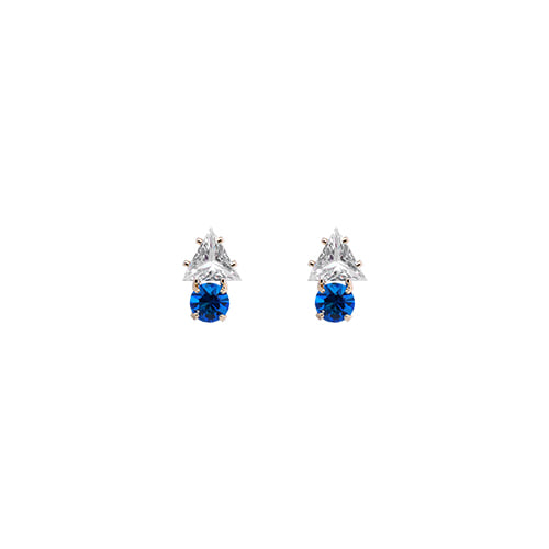 Blue Circle Crystal Post Earrings/블루 써클 크리스탈 포스트 귀걸이