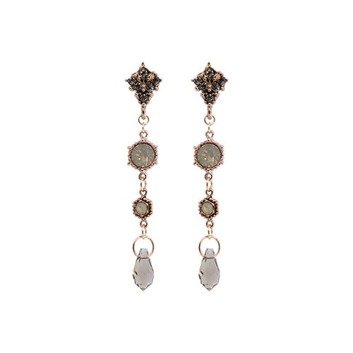 Antique Khaki Crystal Wing Drop Earrings