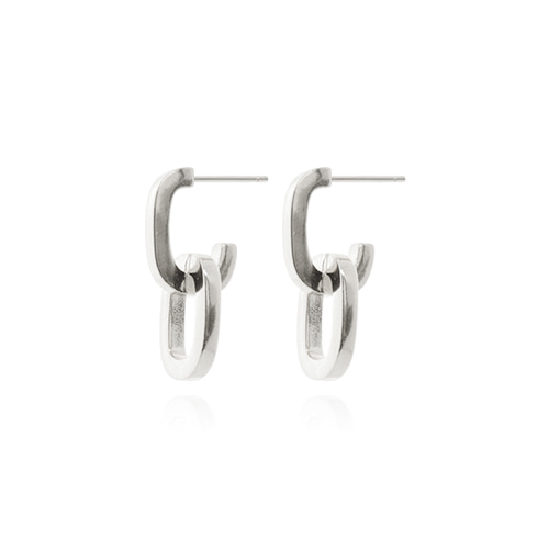 [All 92.5 Silver] Silver Chain Shape Post Earrings/[전체 92.5 실버] 실버 체인 쉐입 포스트 귀걸이