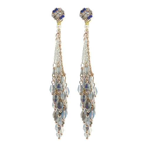Blue Beads Chain Drop Earrings