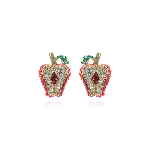 Red Crystal Apple Post Earrings