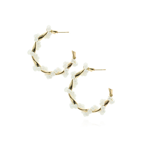 White Cluster Ring Earrings/화이트 클러스터 링 귀걸이