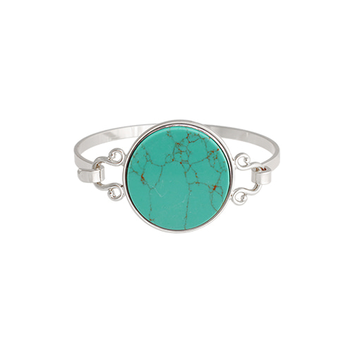 Turquoise Well Round Silver Bangle