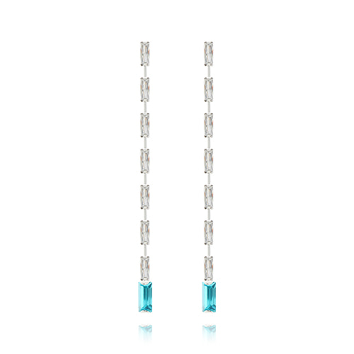 Aqua Crystal Line Drop Earrings/아쿠아 크리스탈 라인 드롭 귀걸이
